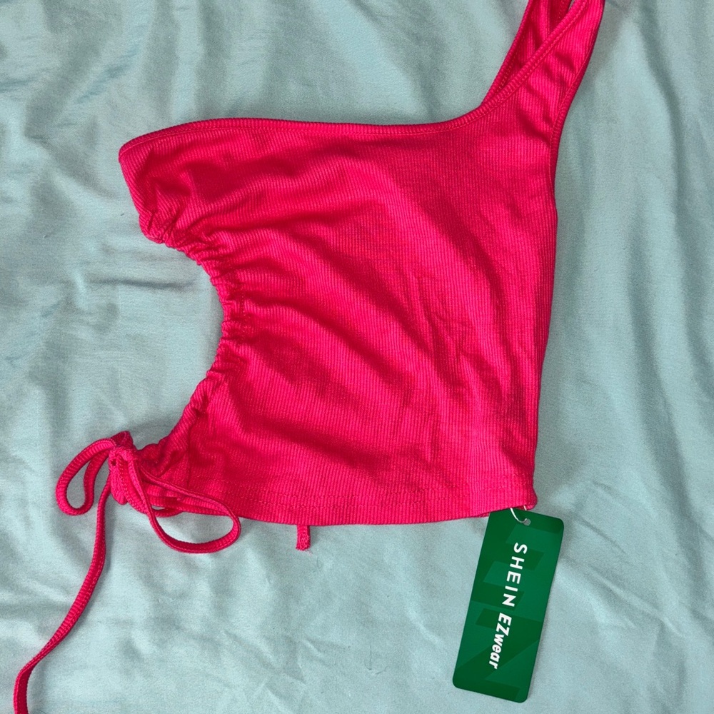SHEIN Pink One-Shoulder Top